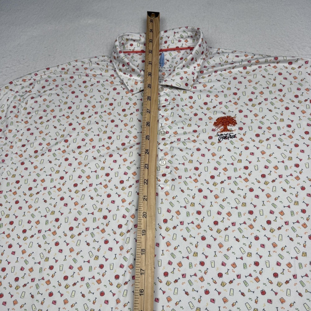Johnnie-O Polo Mens 2XL Cocktail Print Golf Featherweight Oak Tree National - Picture 4 of 7